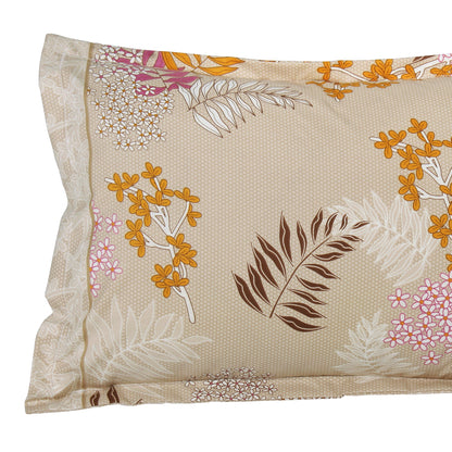 Story@Home 208 TC 100% Cotton Pink Peach Floral 2 Single Bedsheet Combo with 2 Pillow Covers