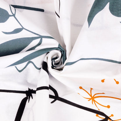 Metro Cotton Double Bedsheets Combo - 186 TC- Brown and White - Mix N Match and Floral