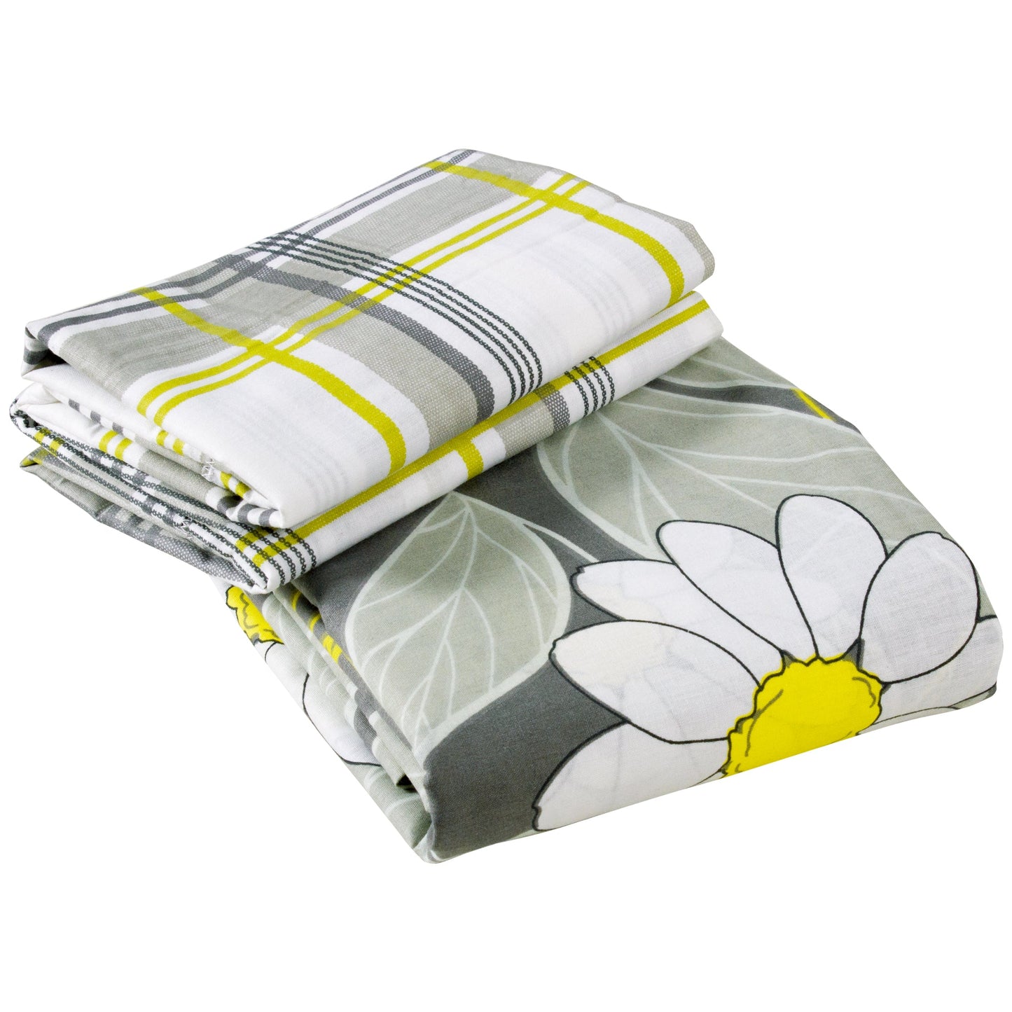 Metro Cotton Double Bedsheets Combo - 186 TC- Beige and Grey/Yellow - Floral