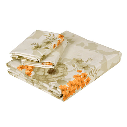 PAVO Tranquil Luxurious Light Green Floral King Size Bedsheet