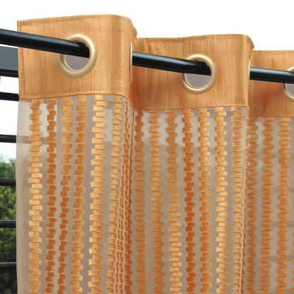 2 Pcs Golden Aura Sheer Net Polyester Window/Door/Long Door Curtains