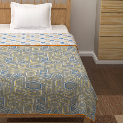Merlin Pure Cotton Grey & White Criss Cross Single Dohar