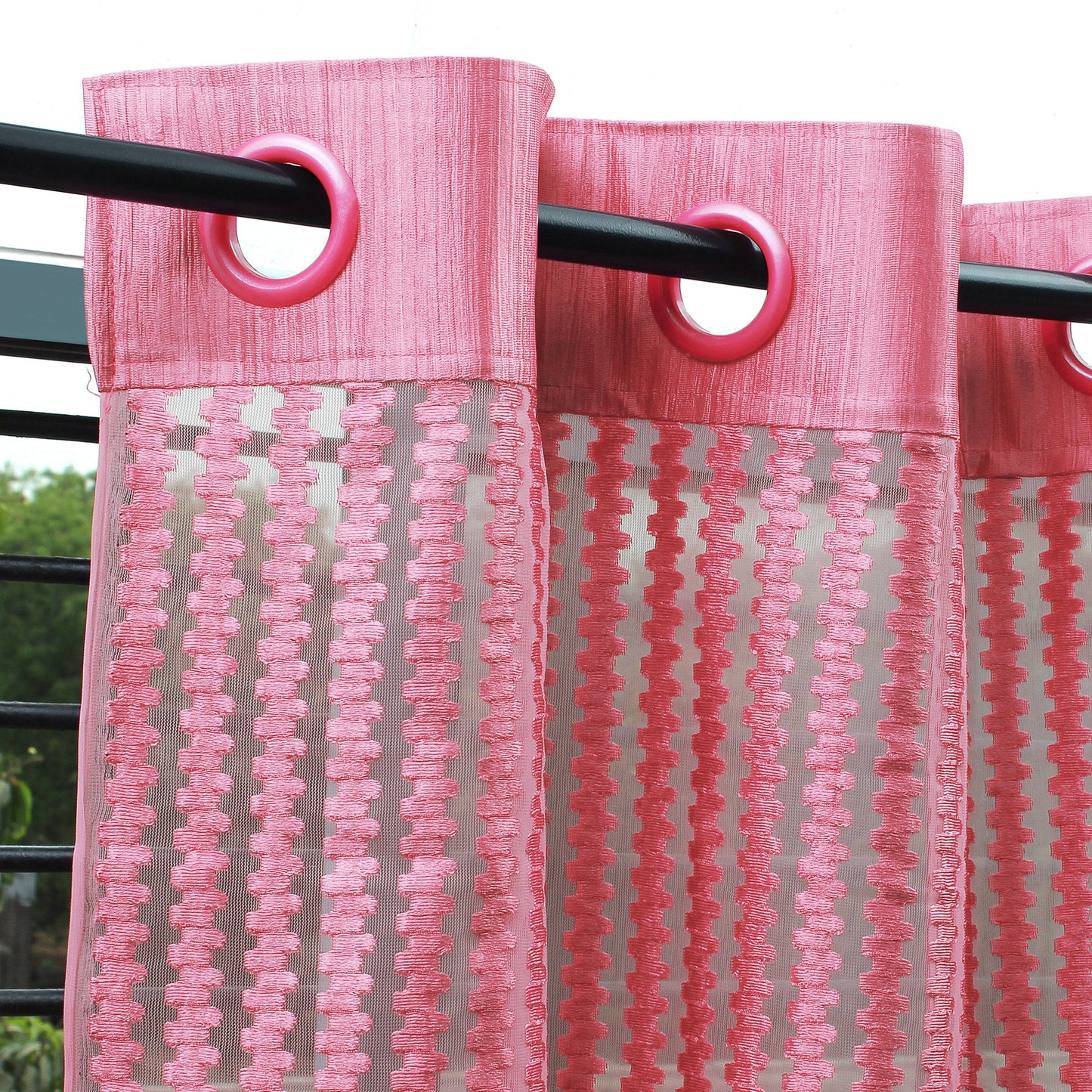 2 Pcs Pink Aura Sheer Net Polyester Window/Door/Long Door Curtains