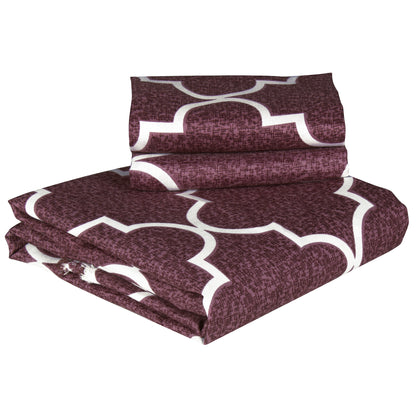 Bedspun - Bedsheet Flora Collection, Glaze Cotton Bedsheet, Glaze Cotton Double Bedsheets with 150 TC, Double - Queen Size Bedsheet & 2 Pillow Covers, Abstract Pattern, Purple