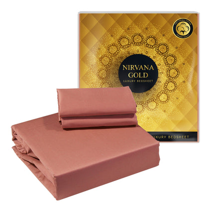 400 TC 100% Cotton Peach 1 Unit King size Bedsheet with 2 pillow Covers