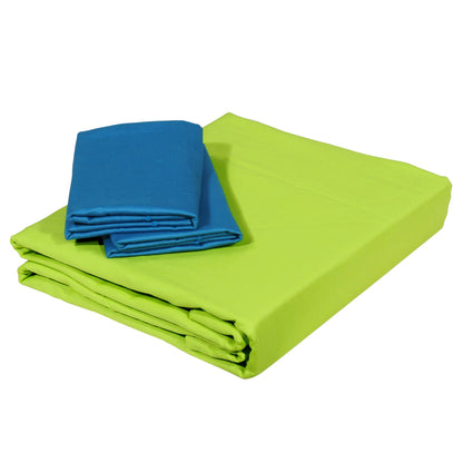 PAVO Tranquil Solid Luxurious King Bedsheet Neon (Green and Blue)