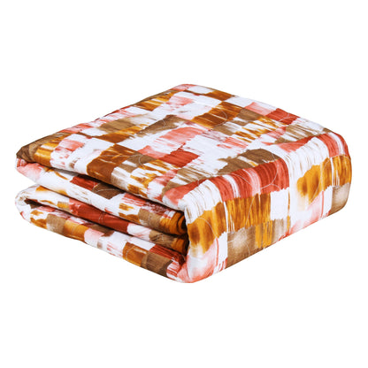 Merlin Pure Cotton Brick Red & White Brush Stroke Single Comforter