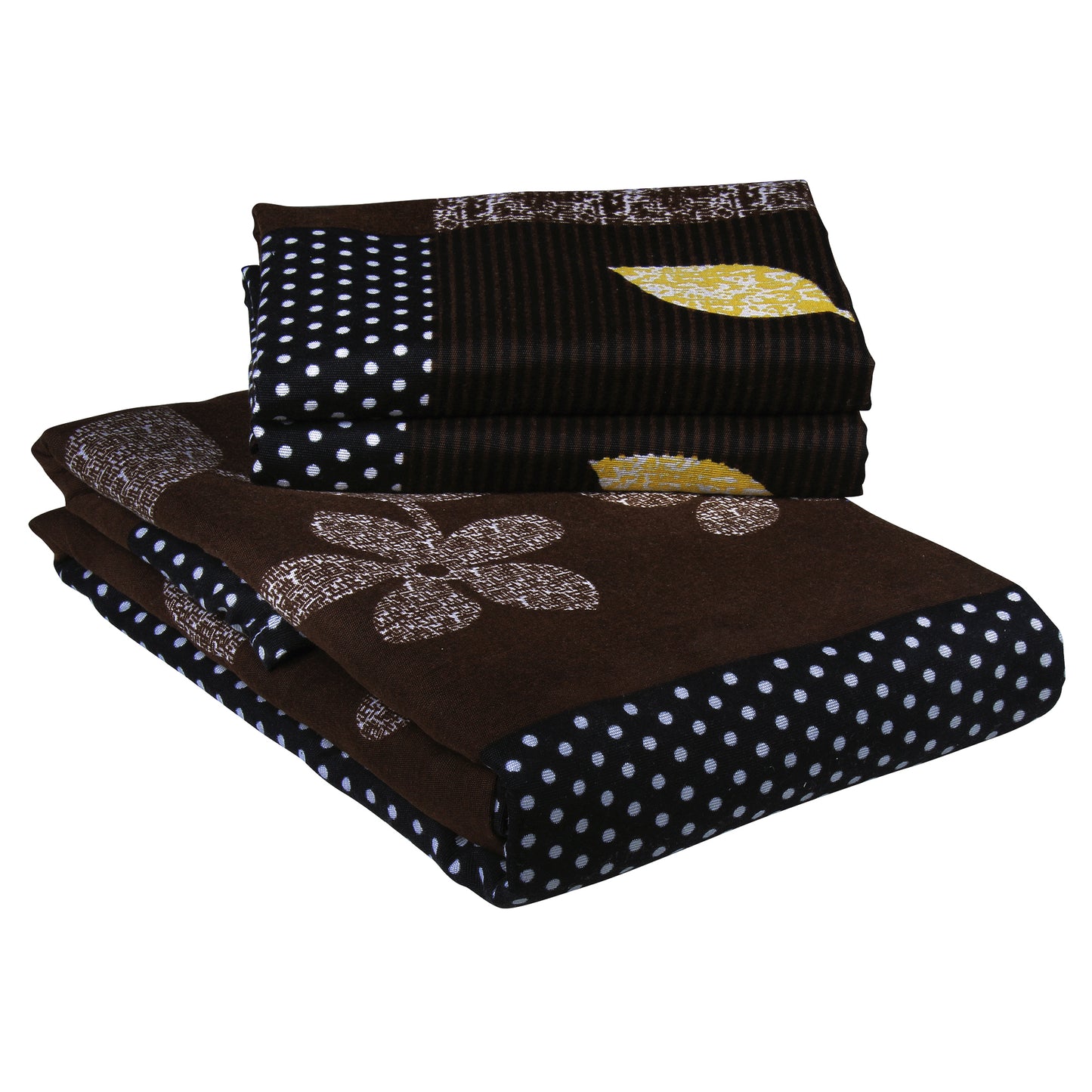 Bedspun-Microfiber Double Bedsheets with 150 TC, Double - Queen Size Bedsheet & 2 Pillow Covers (Floral, Brown)