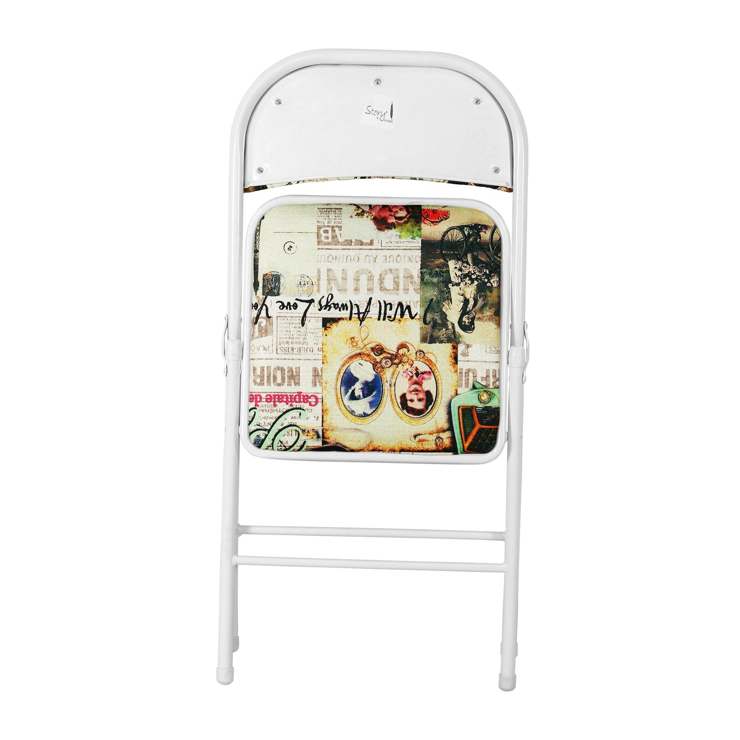 Folding Padded Cream Metal Chair