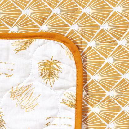 Merline Pure Cotton Yellow & White Geometric Leaf Single Dohar