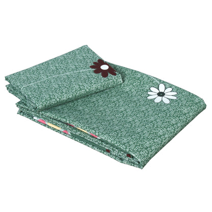 Story@Home 208 TC 100% Cotton Green & Peach Floral 2 Single Bedsheet Combo with 2 Pillow Covers