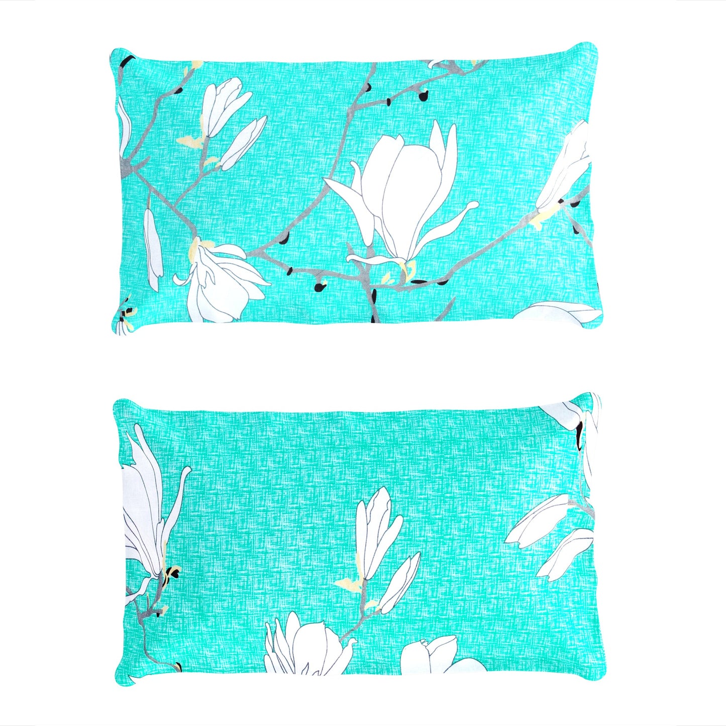 Metro 186 TC 100% Cotton White and Turquoise Double Bedsheet