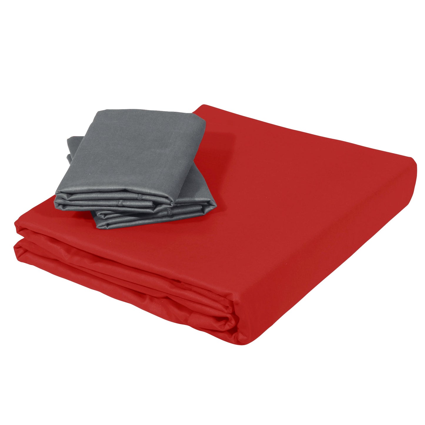 PAVO Tranquil Solid Luxurious King Bedsheet (Red and Grey)