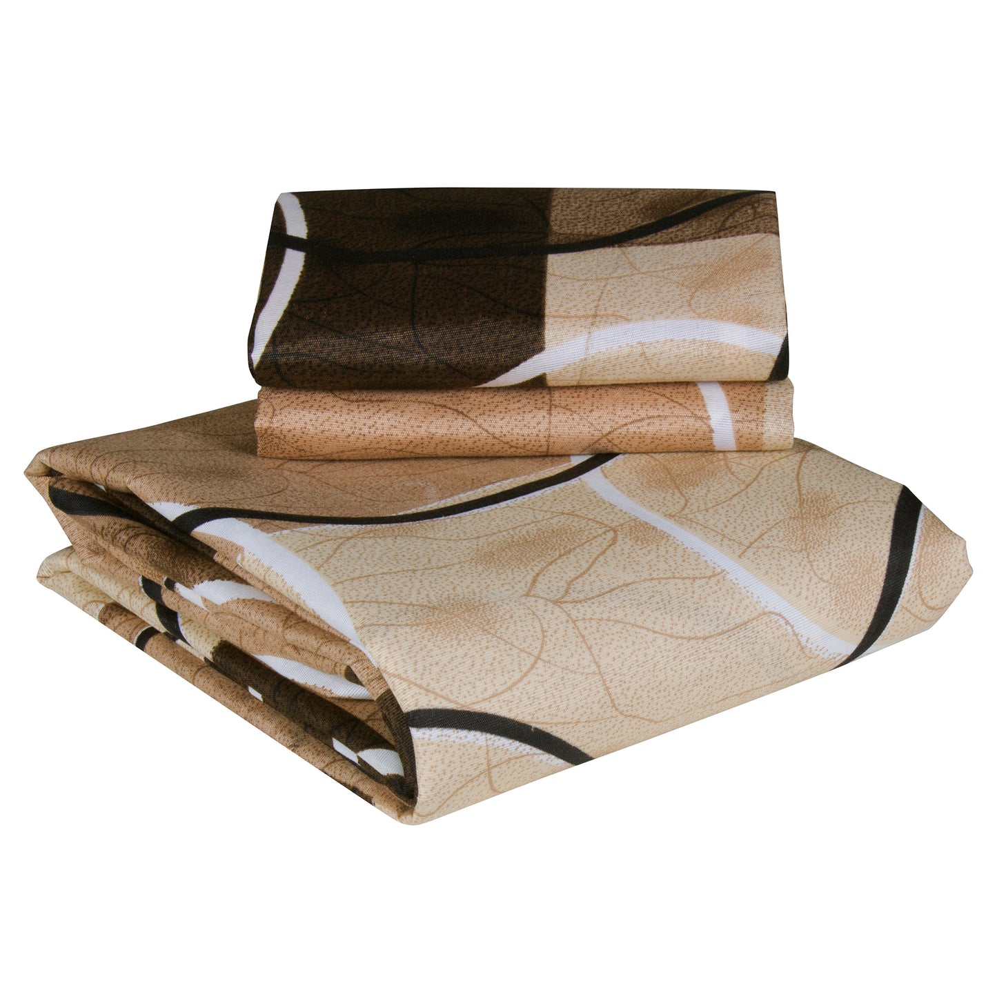 Bedspun - Microbiber Double Bedsheets with 150 TC, Double - Queen Size Bedsheet & 2 Pillow Covers, Geometric Pattern, Brown