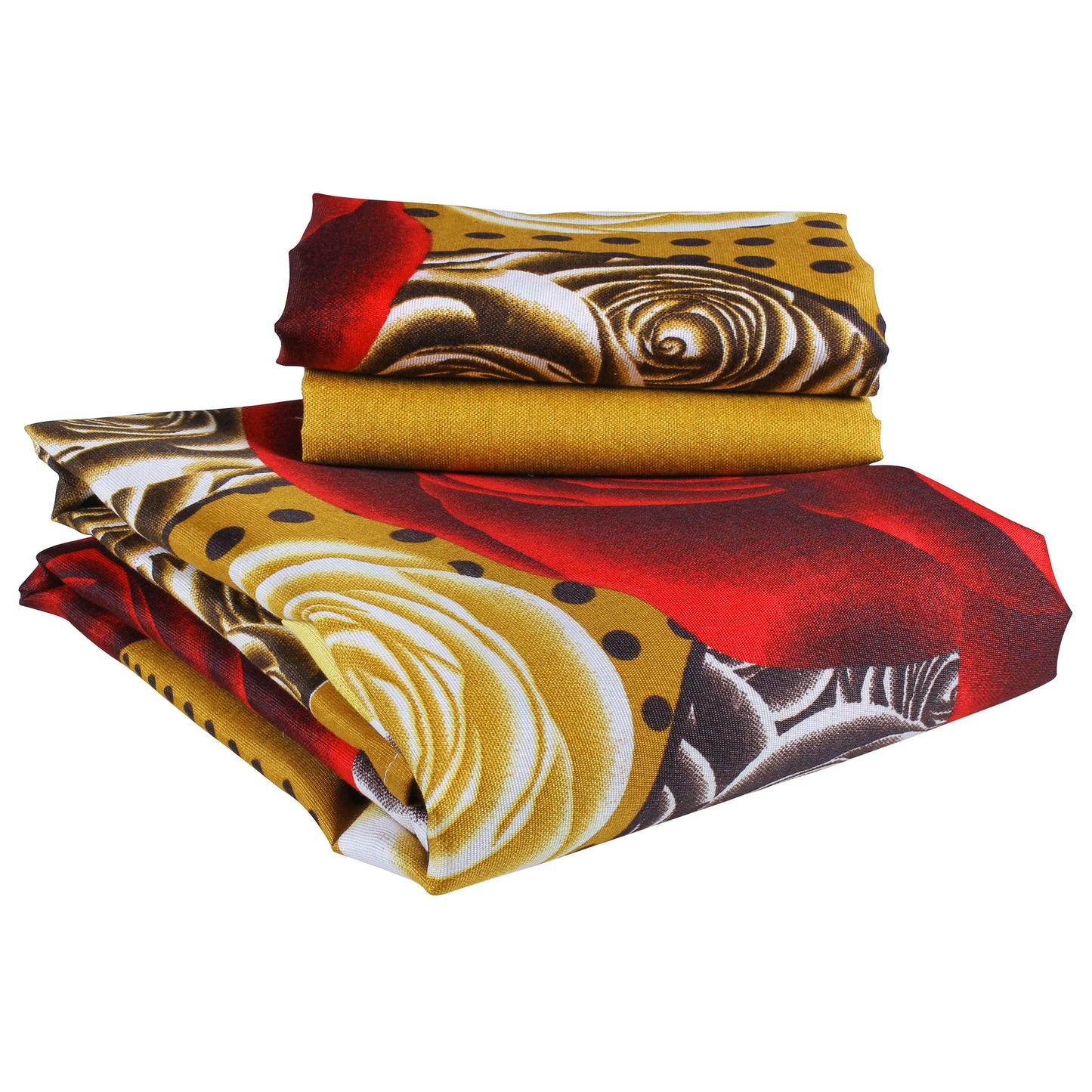 Bedspun - Double Bedsheets with 150 TC, Double - Queen Size Bedsheet & 2 Pillow Covers, Floral Pattern, Mustard