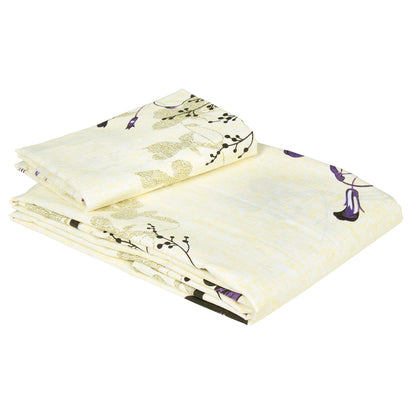 Story@Home 208 TC 100% Cotton Cream & Magenta 2 Single Bedsheet Combo with 2 Pillow Covers