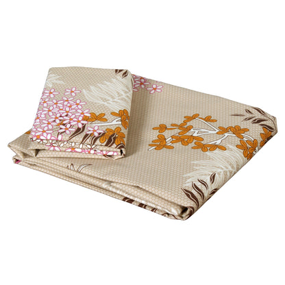 Story@Home 208 TC 100% Cotton Green & Peach Floral 2 Single Bedsheet Combo with 2 Pillow Covers