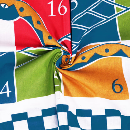 Ventura 152 TC Blue Snakes and Ladders Double Bedsheet