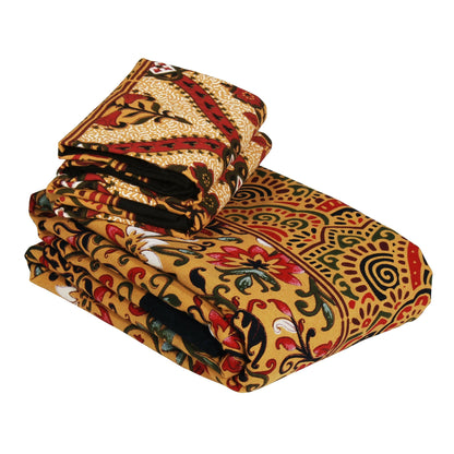Pandora 152 TC 100 % Cotton Mustard Abstract Floral Double King Size Bedsheet