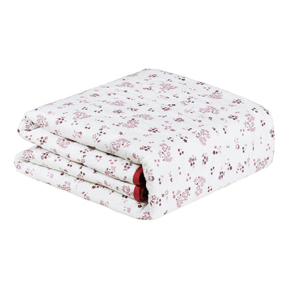 Merlin Pure Cotton Pink & White Checks - Floral Single Dohar