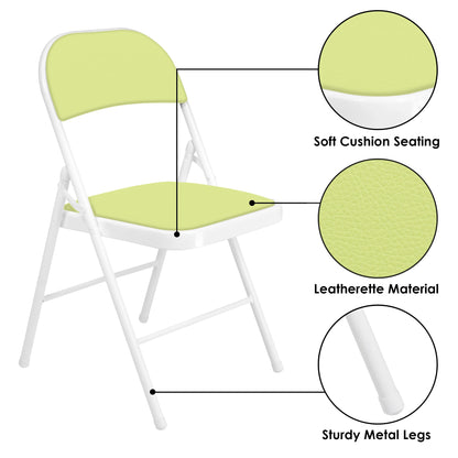 Folding Padded Yellow Metal Chair