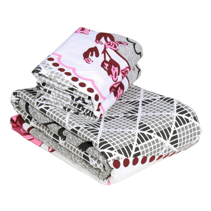 Pandora 152 TC 100 % Cotton Off White Floral Double King Size Bedsheet