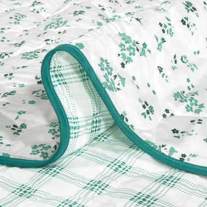 Merlin Pure Cotton Ocean Blue & White Checks - Floral Single Dohar
