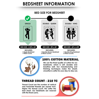 Avalon Brown 300 TC 100% Cotton Single Size Bedsheet