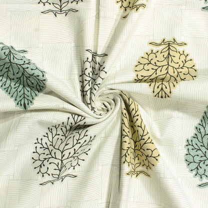 Pandora 152 TC 100 % Cotton Off White Leaf Double King Size Bedsheet