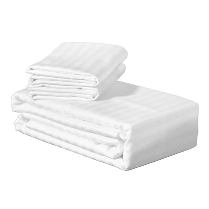 TEVEL 400 TC 100% Cotton White Stripes King Size Bedsheet