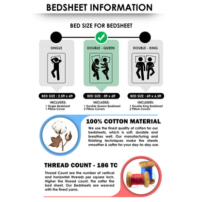 Story@Home 186 TC 100% Cotton 2 Double Bedsheets Combo With 4 Pillow Covers - Multi color