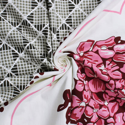 Pandora 152 TC 100 % Cotton Off White Floral Double King Size Bedsheet
