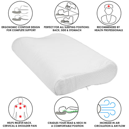 White Circle Pattern Cervical Memory Foam Pillow , 20" X 12.5"
