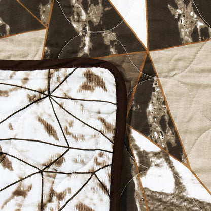 Merlin Pure Cotton Brown & White Triangle Marble Single Comforter