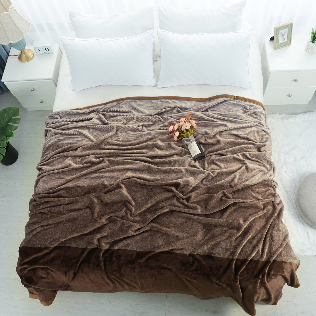 Premium Brown Double Flannel Blanket