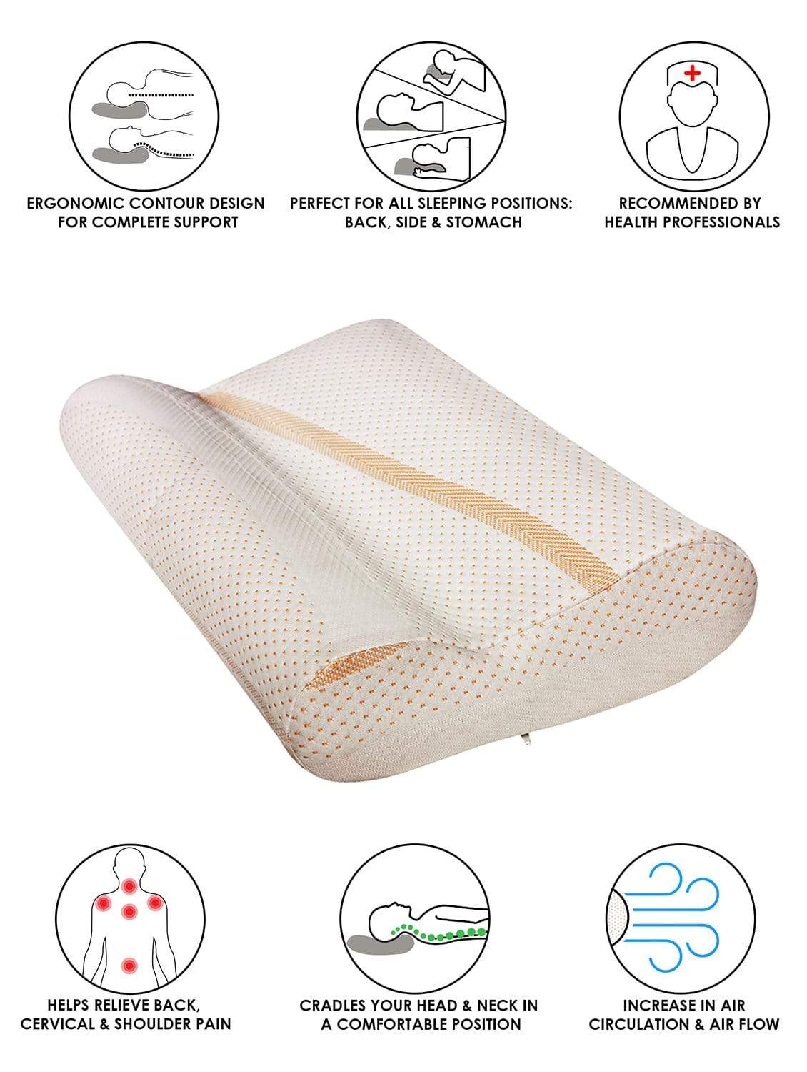 Cervical Memory Foam Pillow - 20" x 12.5" Story@Home