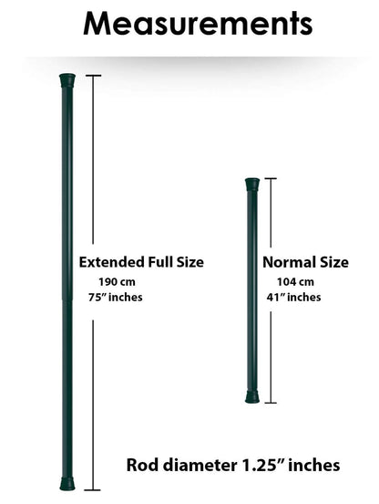 Modern Simple Lightweight Adjustable Extendable Stable Shower rod - Pack of 2 - Green