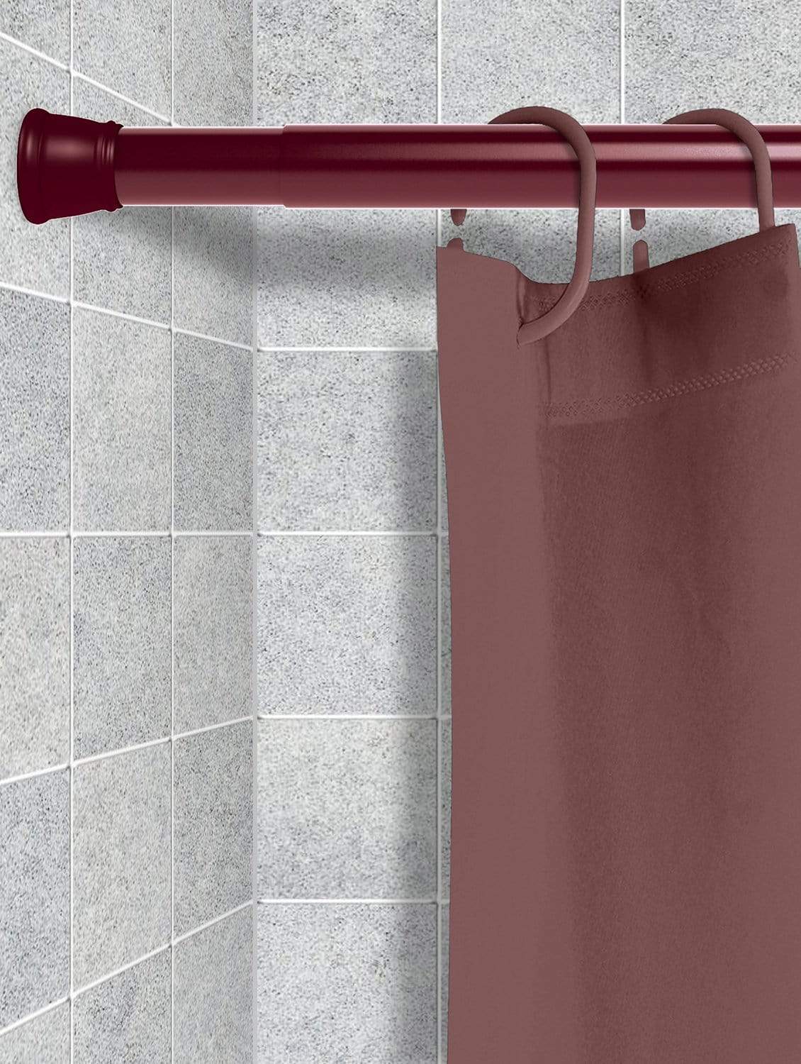 Modern Simple Lightweight Adjustable Extendable Stable Shower rod - Pack of 2 - Maroon