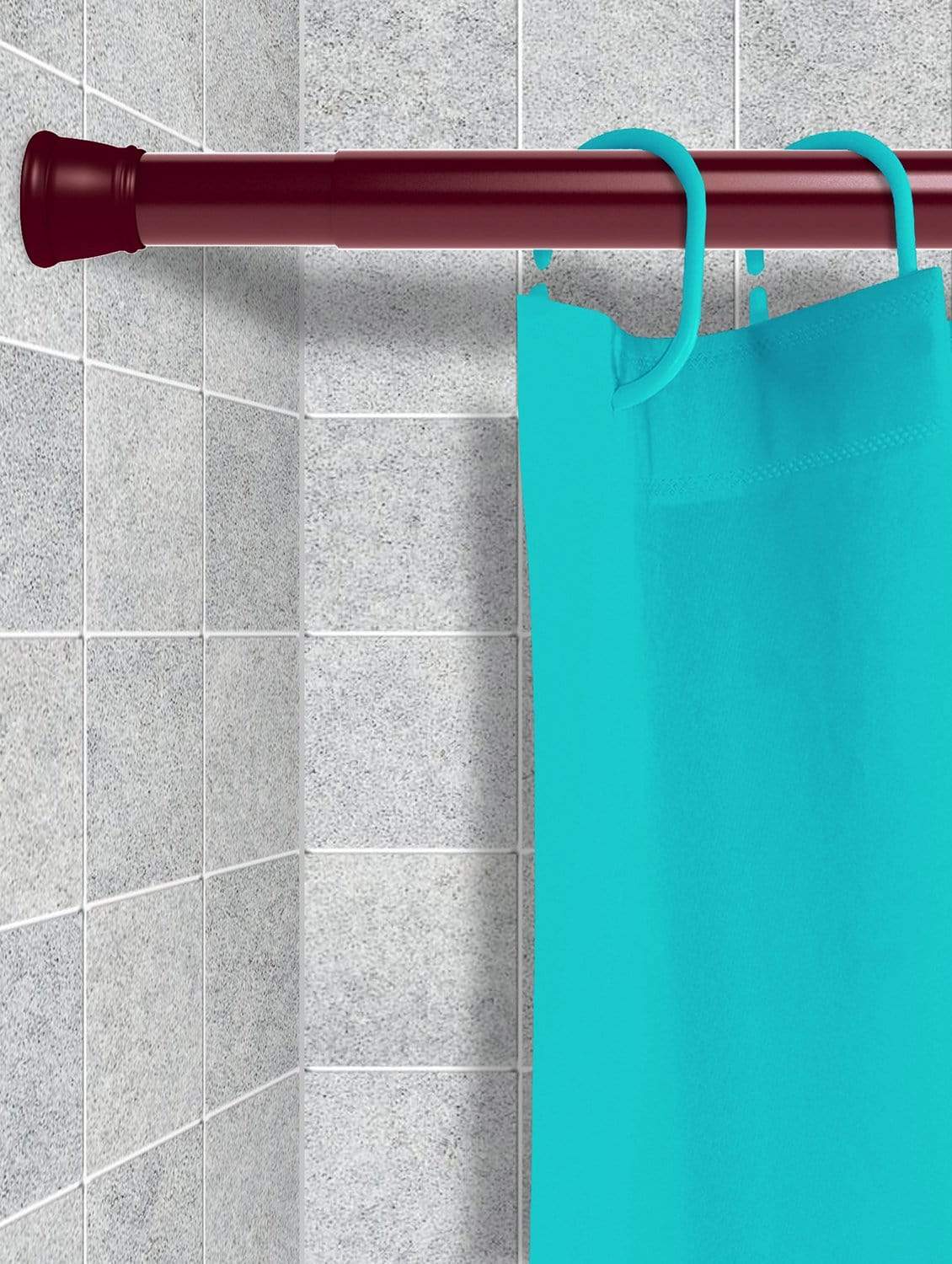 Modern Simple Lightweight Adjustable Extendable Stable Shower rod - Pack of 2 - Maroon