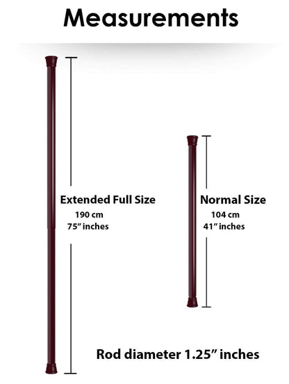 Modern Simple Lightweight Adjustable Extendable Stable Shower rod - Pack of 2 - Maroon