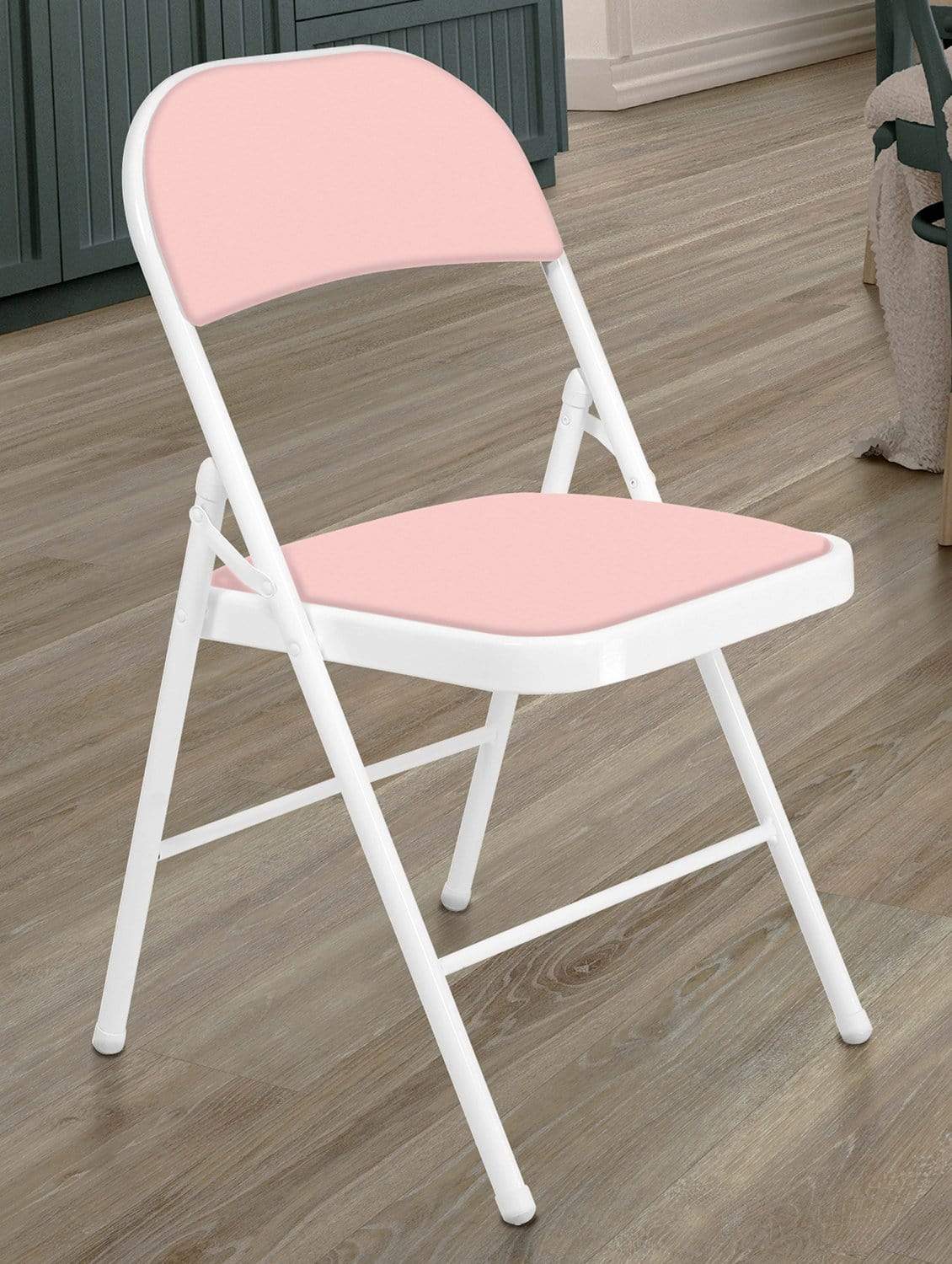 Pink metal store folding chair