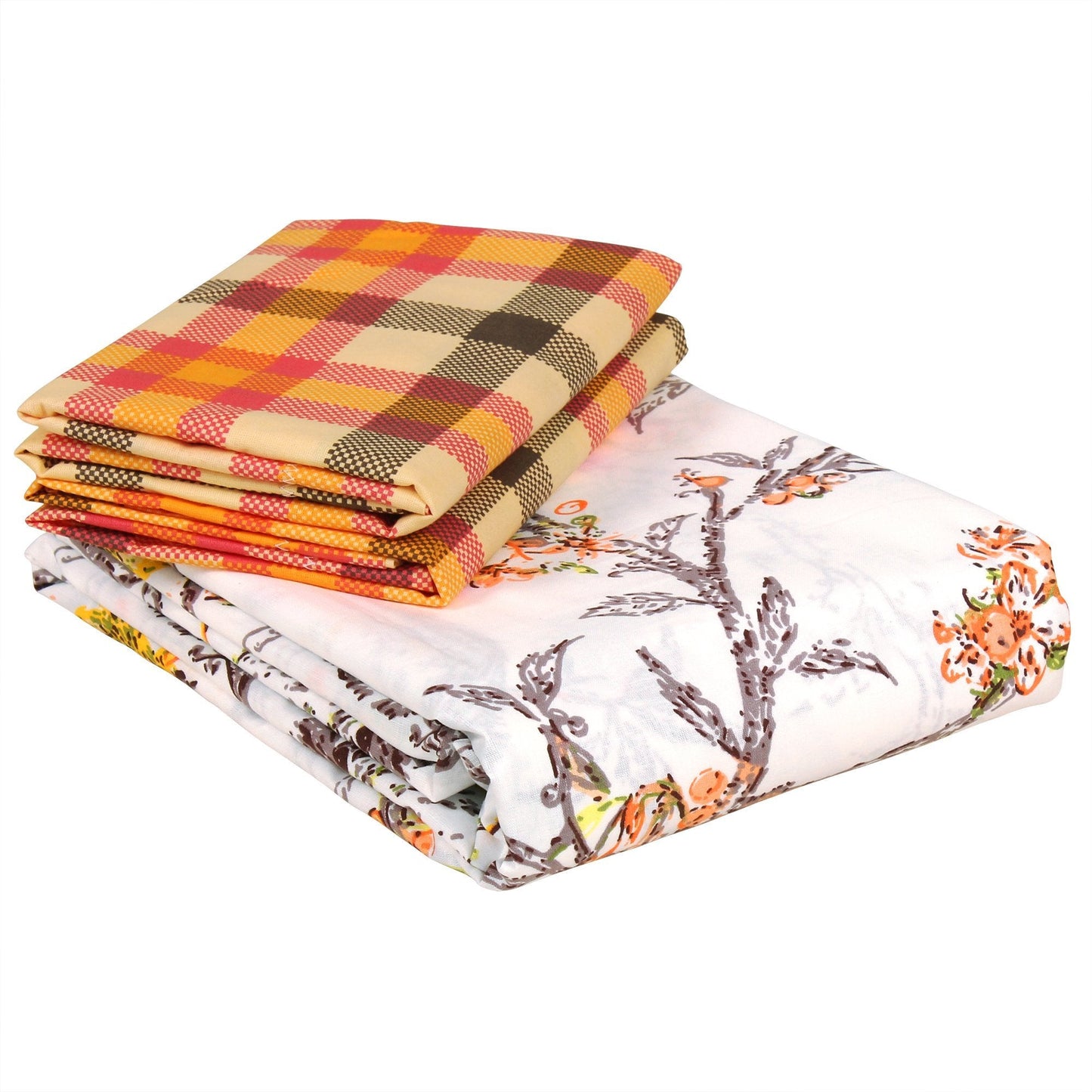 Story@Home Myra Collection 186 TC Spring Sunshine Elegance Dazzel 100% Pure Cotton 1 Piece Floral Bloom Bliss King Size Bedsheet with Pair of Pillow Covers, Off-White Story@Home
