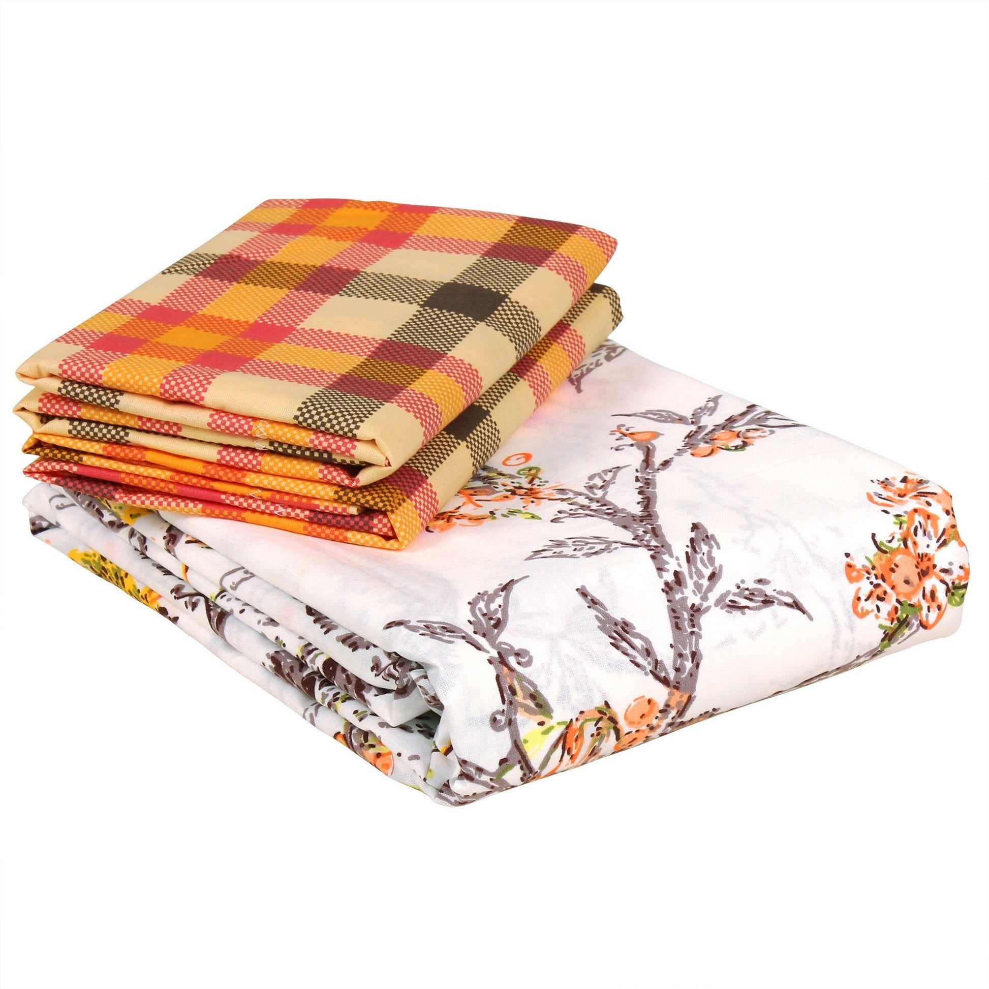 Story@Home Myra Collection 186 TC Spring Sunshine Elegance Dazzel 100% Pure Cotton 1 Piece Floral Bloom Bliss King Size Bedsheet with Pair of Pillow Covers, Off-White Story@Home